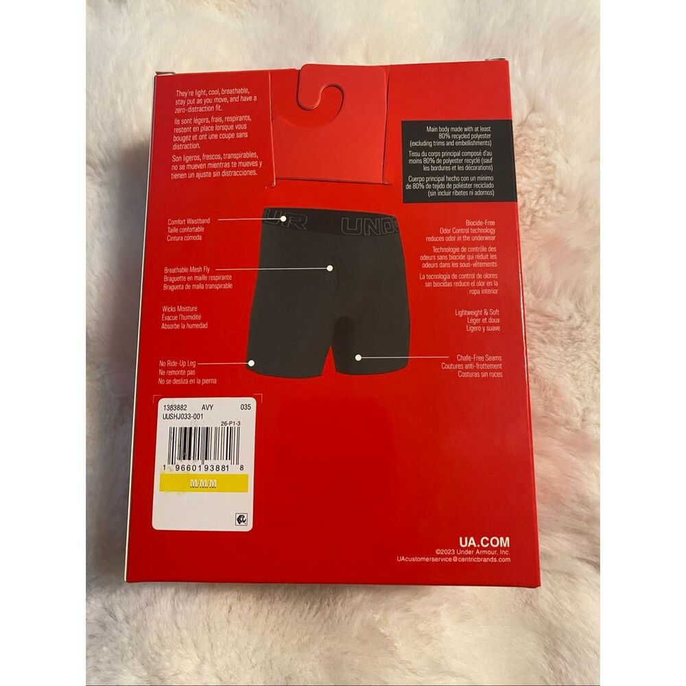 Under Armour Boxerjock Boxer Briefs Size M 3 Pack Underwear 6" Inseam Black Gray - Picture 4 of 8